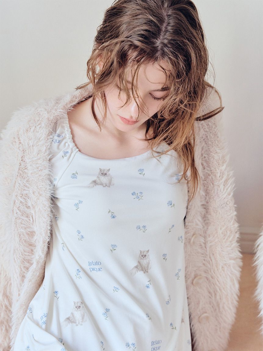 gelato pique「フラワーキャット柄カップインプルオーバー」|ルームウェア|
