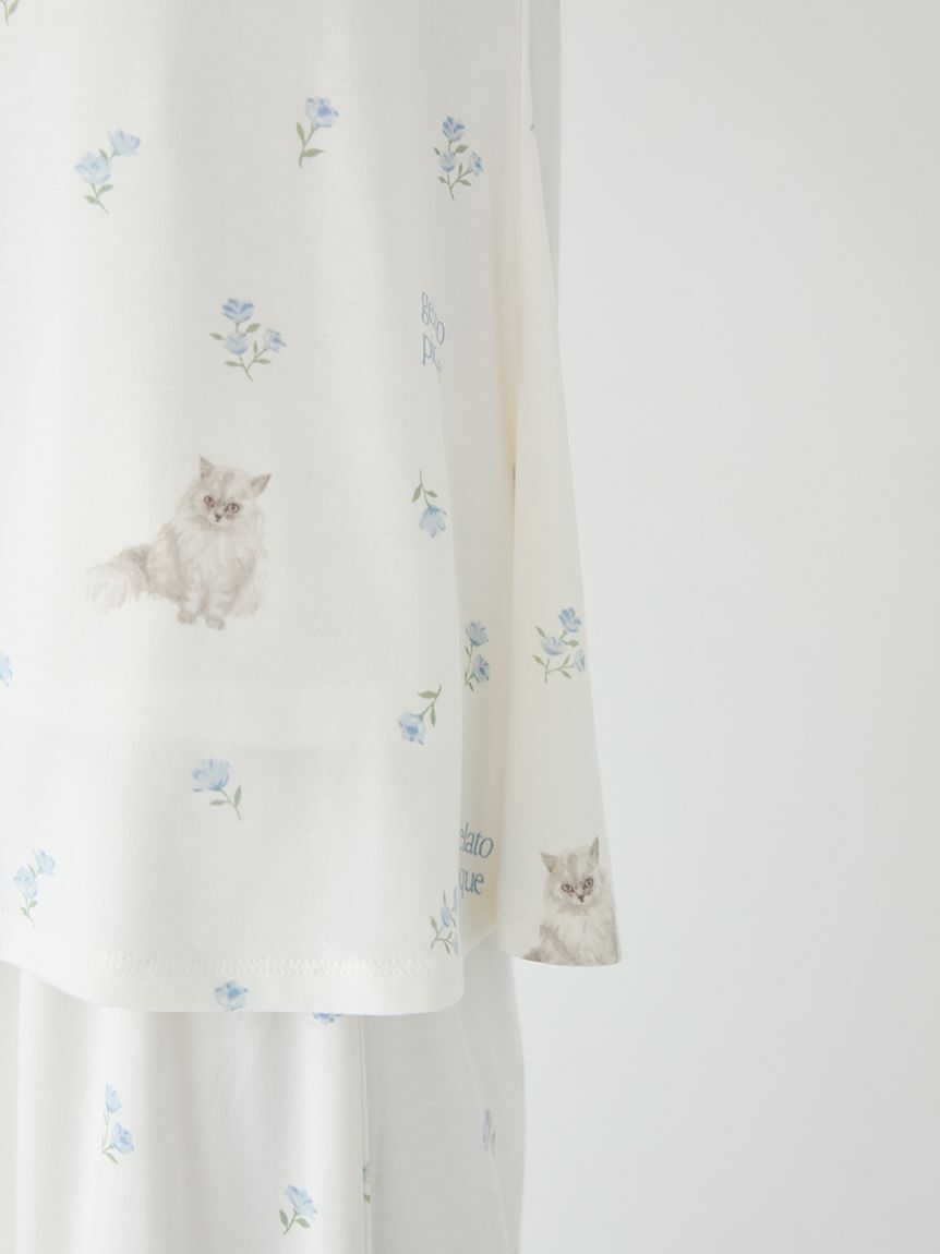 gelato pique「フラワーキャット柄カップインプルオーバー」|ルームウェア|