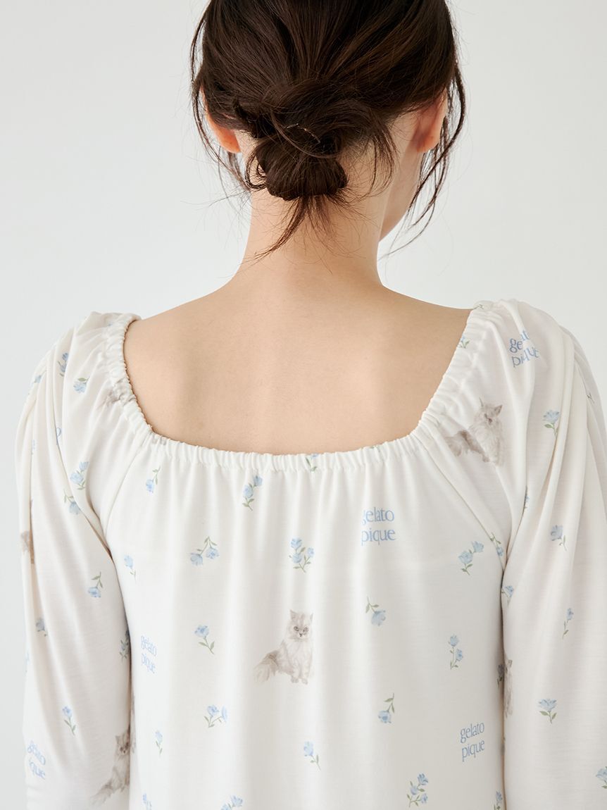 gelato pique「フラワーキャット柄カップインプルオーバー」|ルームウェア|