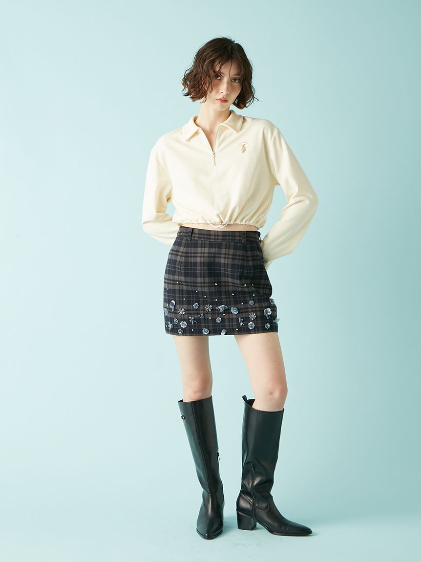 LILY BROWN「【WEB限定カラー】Lily Bearハーフジップクロップドスウェット」|スウェット・ジャージ|