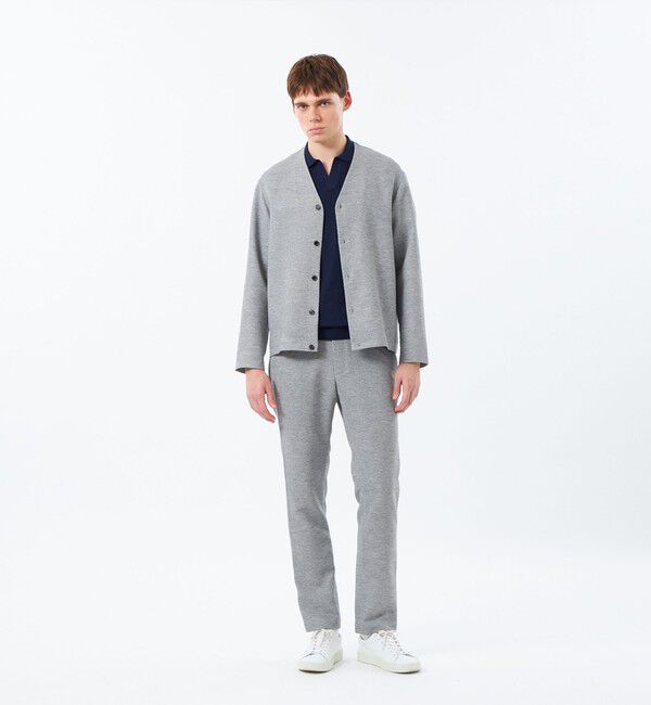 MACKINTOSH PHILOSOPHY「テーラードジャージー ノーカラーカーディガン 杢カラミストレッチ/チェック」|ブルゾン・スタジャン|