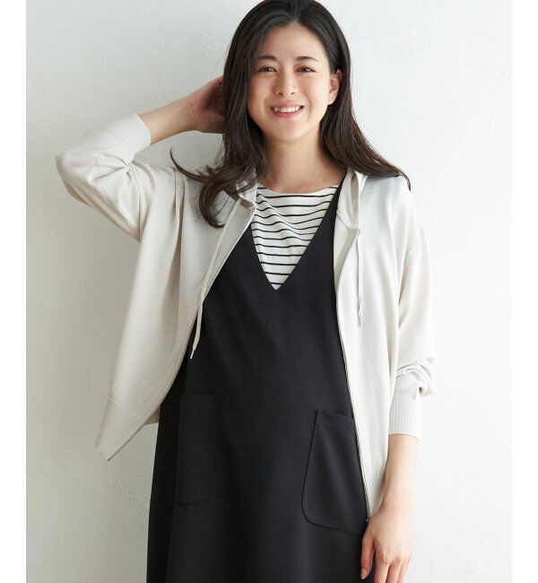 ikka「ニットジップパーカー」|その他|ライトグレイ