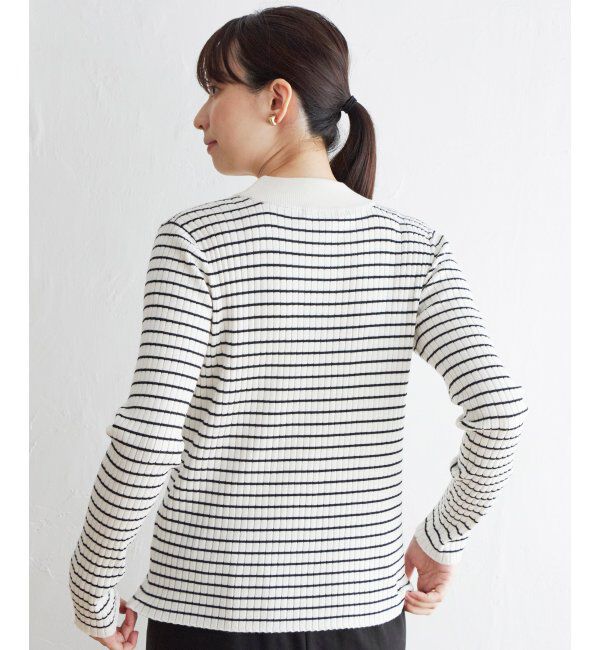 ikka「抗菌モックネックリブニット」|プルオーバー|