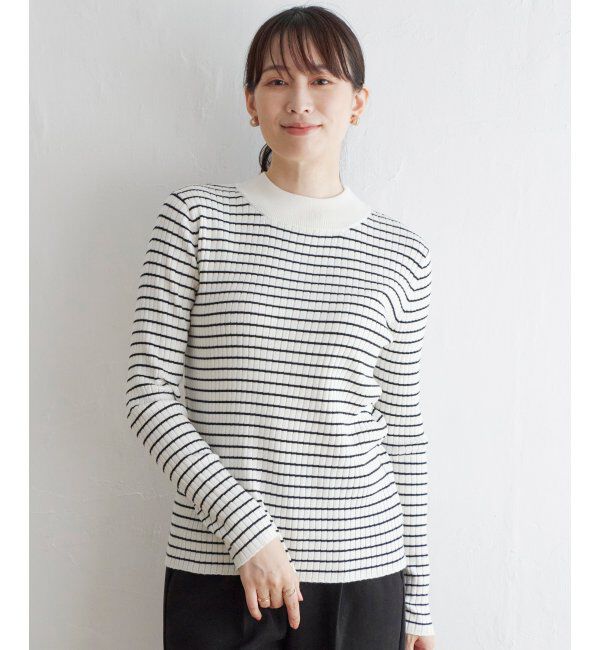 ikka「抗菌モックネックリブニット」|プルオーバー|