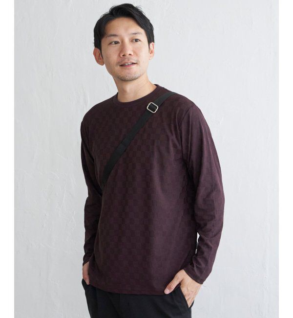 IKKA LOUNGE「リンクスジャカード市松ロンT」|Tシャツ・カットソー|
