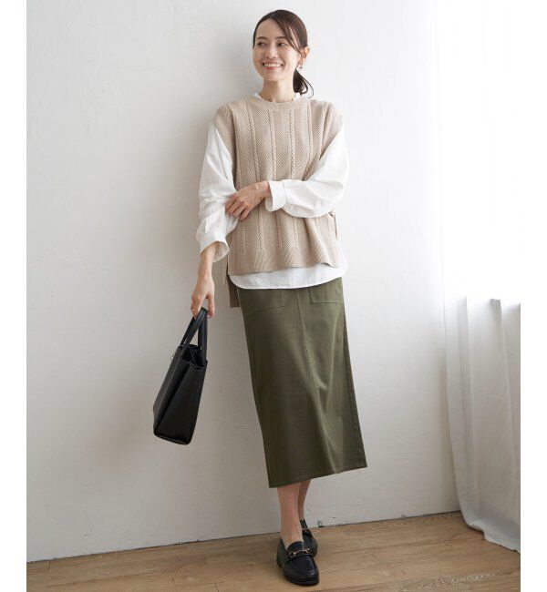 ikka「サイドリボンニットベスト」|ニット・セーター|