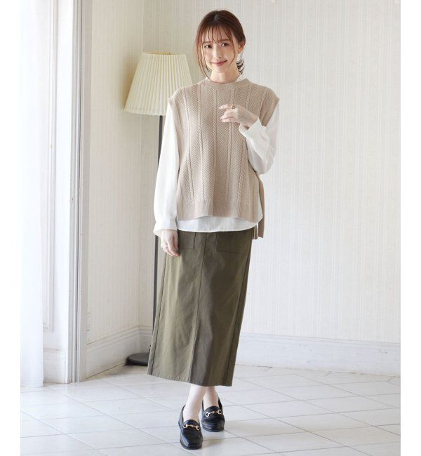 ikka「サイドリボンニットベスト」|ニット・セーター|