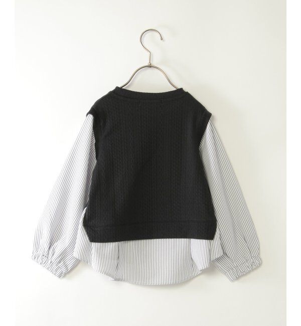 ikka kids「【親子おそろい】ケーブル柄レイヤードプルオーバー（120~160cm）」|Tシャツ・カットソー|