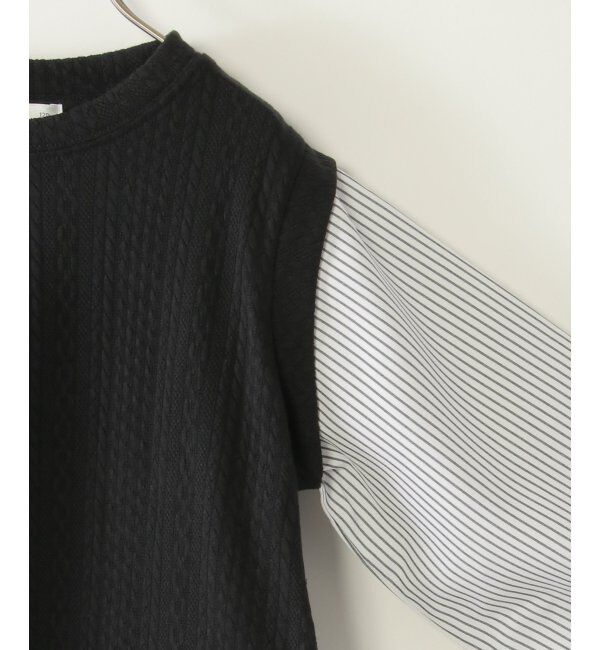 ikka kids「【親子おそろい】ケーブル柄レイヤードプルオーバー（120~160cm）」|Tシャツ・カットソー|