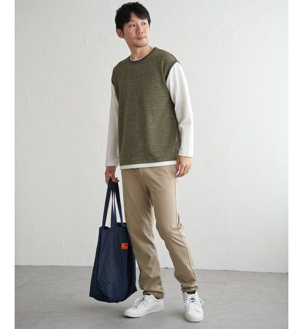 ikka「ビッグワッフルフェイクベストロンT」|Tシャツ・カットソー|