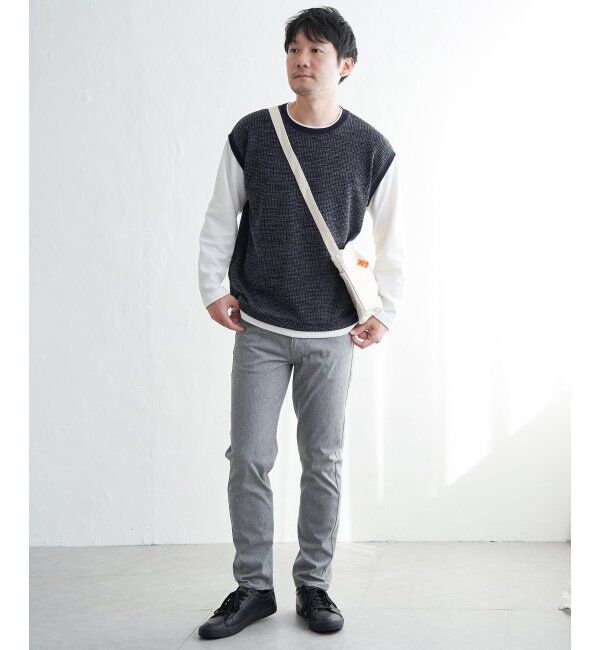 ikka「ビッグワッフルフェイクベストロンT」|Tシャツ・カットソー|