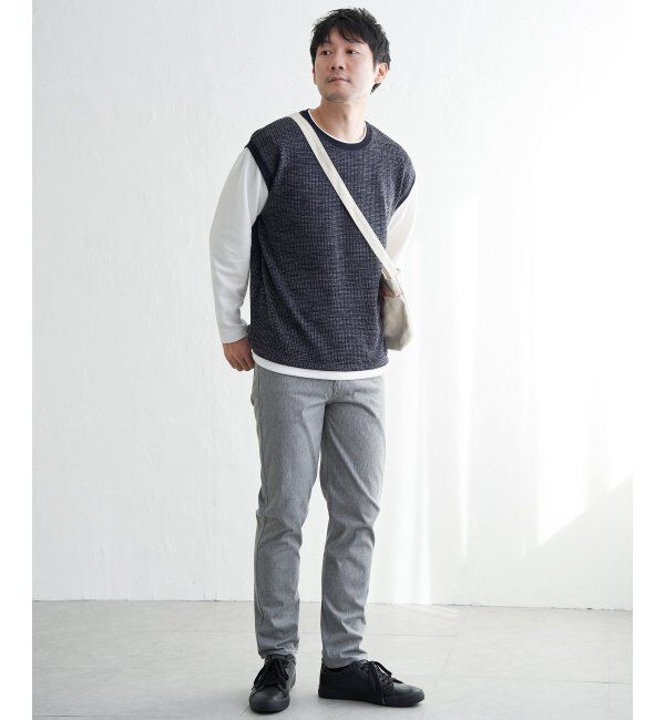 ikka「ビッグワッフルフェイクベストロンT」|Tシャツ・カットソー|