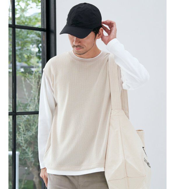 ikka「ビッグワッフルフェイクベストロンT」|Tシャツ・カットソー|