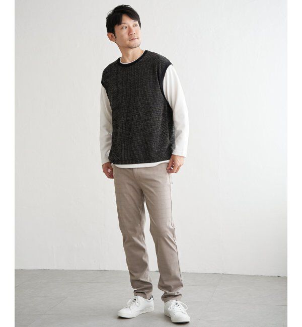 ikka「ビッグワッフルフェイクベストロンT」|Tシャツ・カットソー|