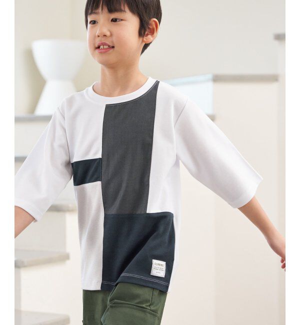 ikka kids「【親子おそろい】7分ポンチブロックスT（120~160cm）」|Tシャツ・カットソー|