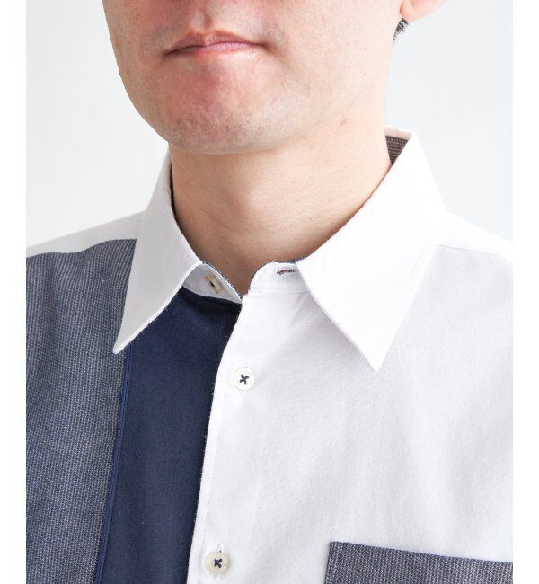 ikka「ブロックスパイピング切り替えシャツ」|シャツ・ブラウス|