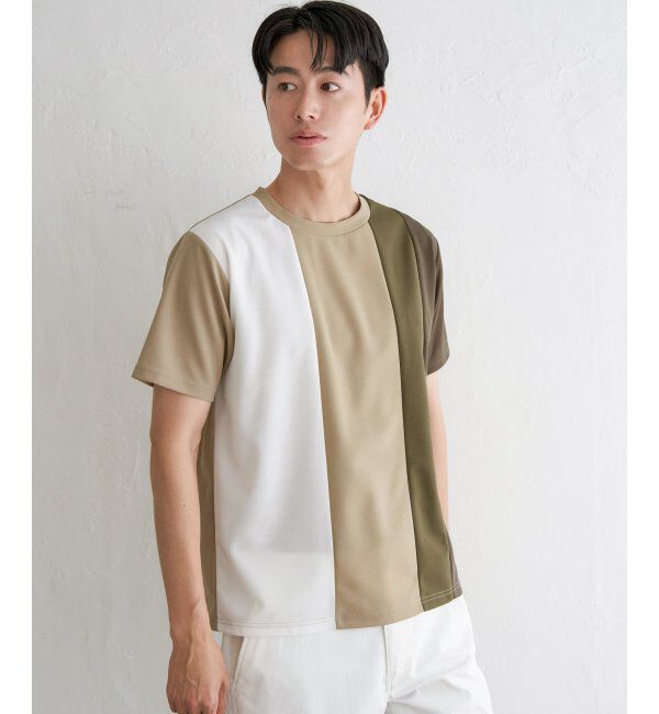 ikka「【接触冷感／吸水速乾】マルチファンクション縦切り替えTシャツ」|Tシャツ・カットソー|