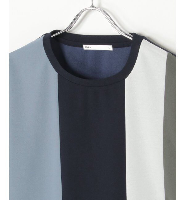 ikka「【接触冷感／吸水速乾】マルチファンクション縦切り替えTシャツ」|Tシャツ・カットソー|