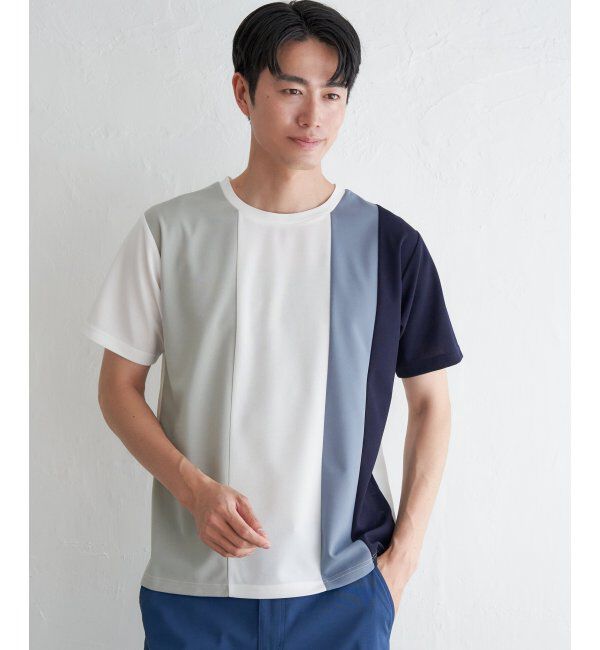 ikka「【接触冷感／吸水速乾】マルチファンクション縦切り替えTシャツ」|Tシャツ・カットソー|