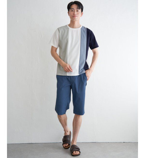 ikka「【接触冷感／吸水速乾】マルチファンクション縦切り替えTシャツ」|Tシャツ・カットソー|