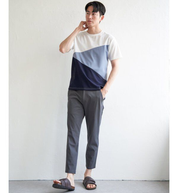 ikka「【接触冷感／吸水速乾】マルチファンクション斜め切り替えTシャツ」|Tシャツ・カットソー|