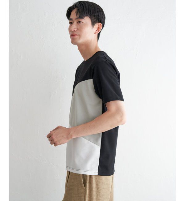 ikka「【接触冷感／吸水速乾】マルチファンクション斜め切り替えTシャツ」|Tシャツ・カットソー|