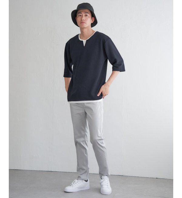 ikka「キーネックレイヤード7分袖Tシャツ」|Tシャツ・カットソー|