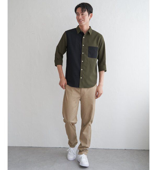 ikka「7分ブロックスドライタッチシャツ」|シャツ・ブラウス|