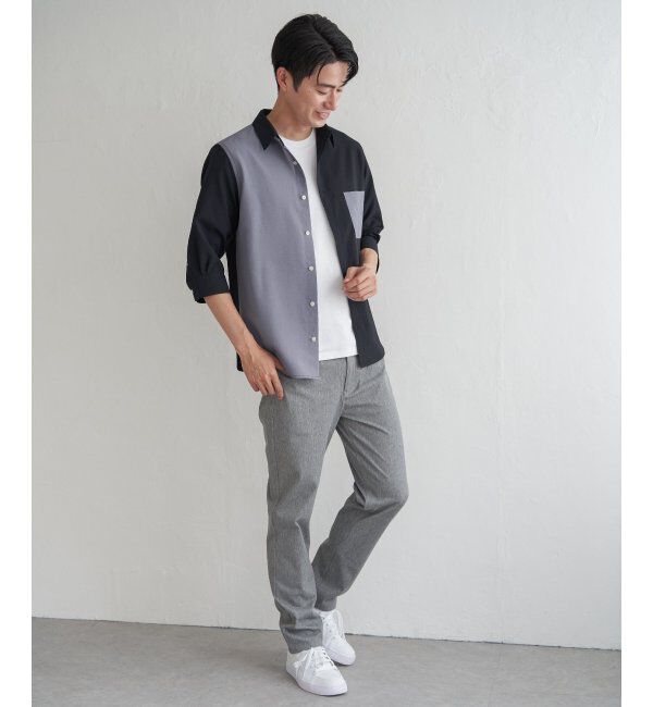 ikka「7分ブロックスドライタッチシャツ」|シャツ・ブラウス|