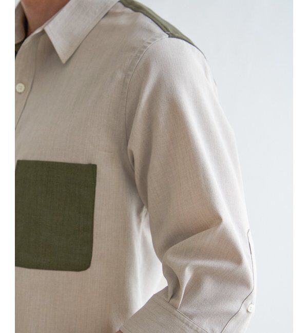 ikka「7分ブロックスドライタッチシャツ」|シャツ・ブラウス|