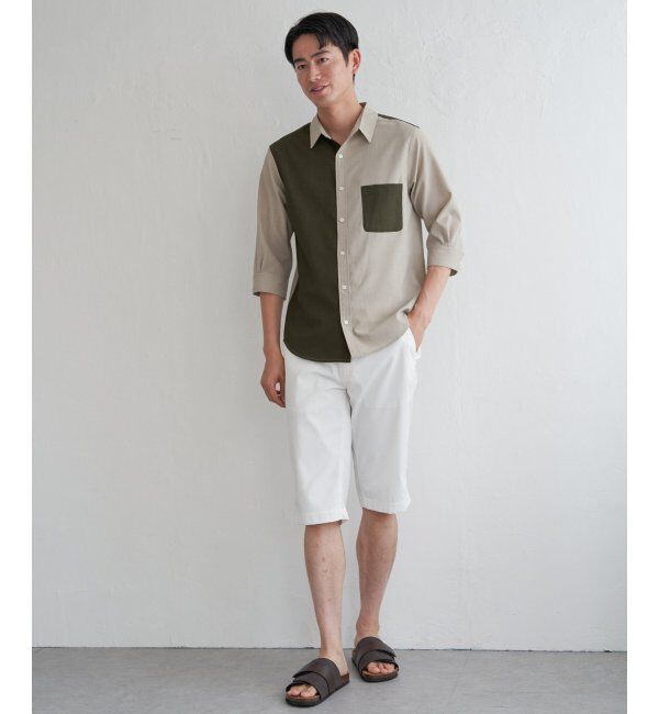 ikka「7分ブロックスドライタッチシャツ」|シャツ・ブラウス|