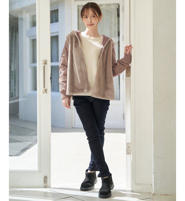 ikka「ムートンショートヒールブーツ」|その他|