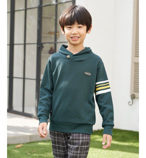 ikka kids「コンチョボタンショール襟トレーナー（120~160cm）」|Tシャツ・カットソー|