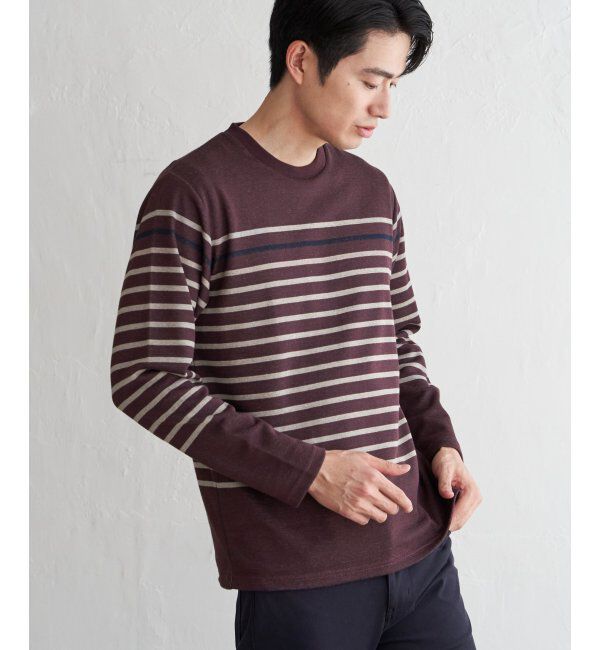 ikka「ジャカード3カラーボーダーロンT」|Tシャツ・カットソー|