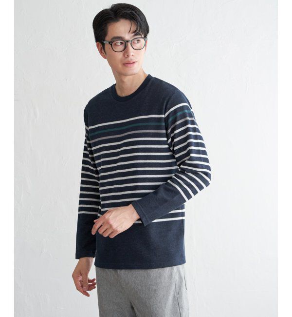 ikka「ジャカード3カラーボーダーロンT」|Tシャツ・カットソー|