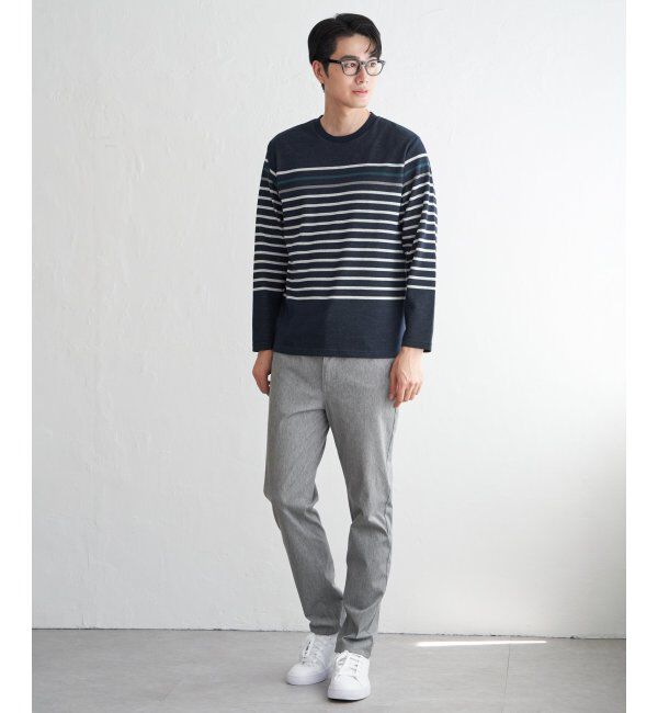 ikka「ジャカード3カラーボーダーロンT」|Tシャツ・カットソー|