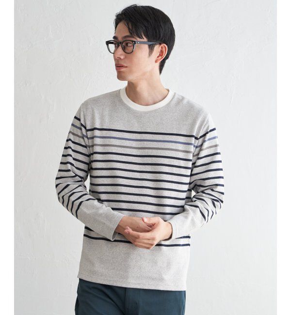 ikka「ジャカード3カラーボーダーロンT」|Tシャツ・カットソー|