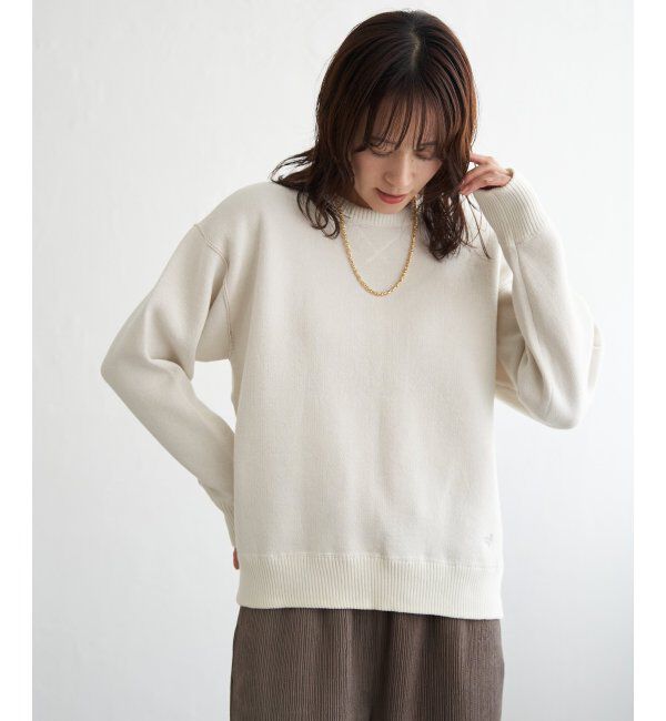ikka「コットンMIXスウェットライクニット」|プルオーバー|オフホワイト
