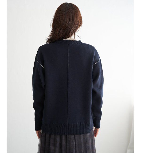 ikka「コットンMIXスウェットライクニット」|プルオーバー|