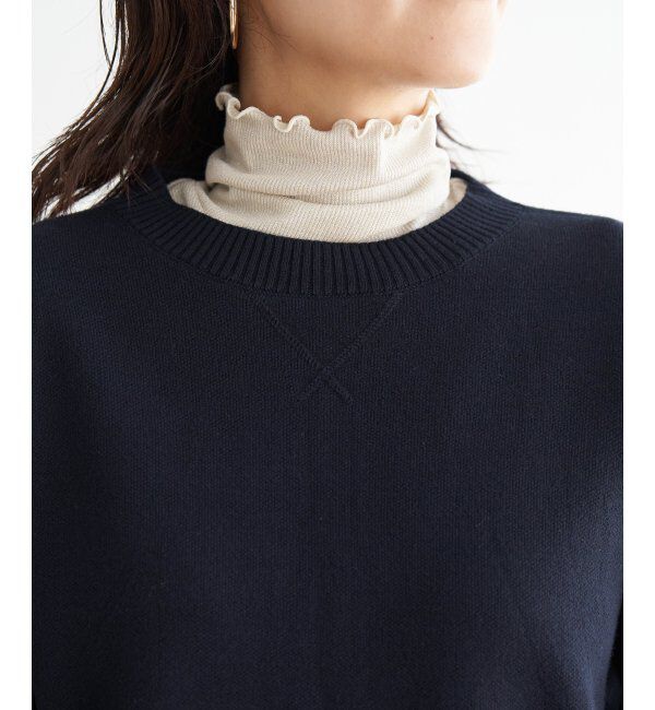ikka「コットンMIXスウェットライクニット」|プルオーバー|