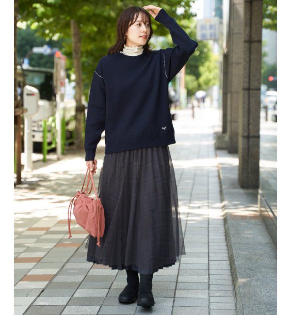 ikka「コットンMIXスウェットライクニット」|プルオーバー|