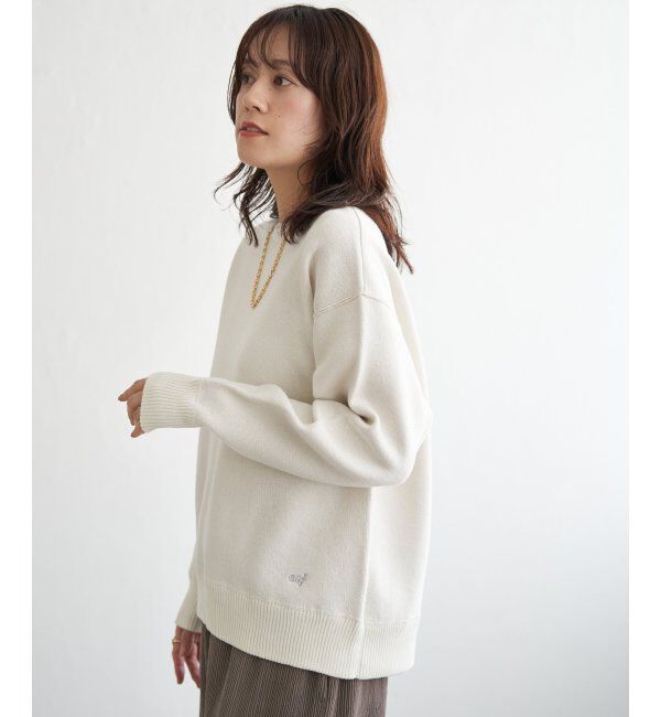 ikka「コットンMIXスウェットライクニット」|プルオーバー|