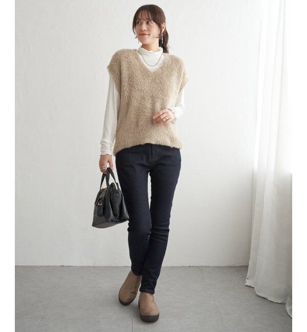 ikka「フェザーＶネックベスト」|ニット・セーター|