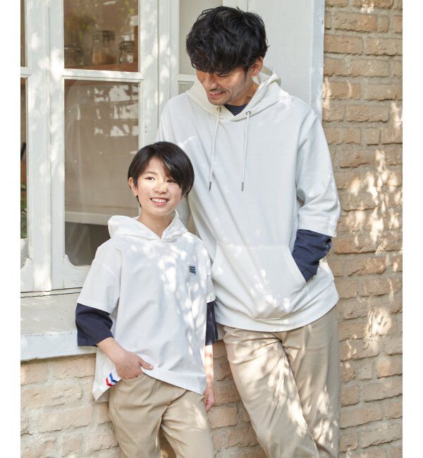 ikka kids「【親子コーデ】冷感6分袖レイヤードパーカー（120~160cm）」|Tシャツ・カットソー|