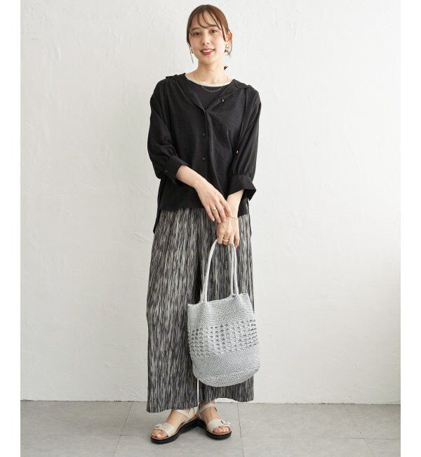 ikka「【接触冷感／UVカット】シアー7分袖フードシャツ」|シャツ・ブラウス|