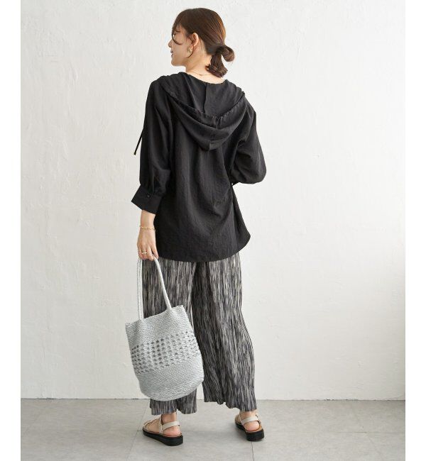 ikka「【接触冷感／UVカット】シアー7分袖フードシャツ」|シャツ・ブラウス|