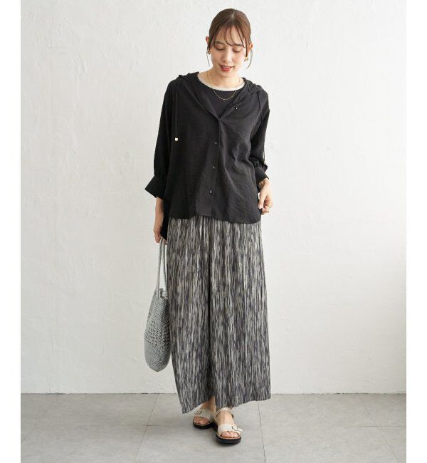 ikka「【接触冷感／UVカット】シアー7分袖フードシャツ」|シャツ・ブラウス|