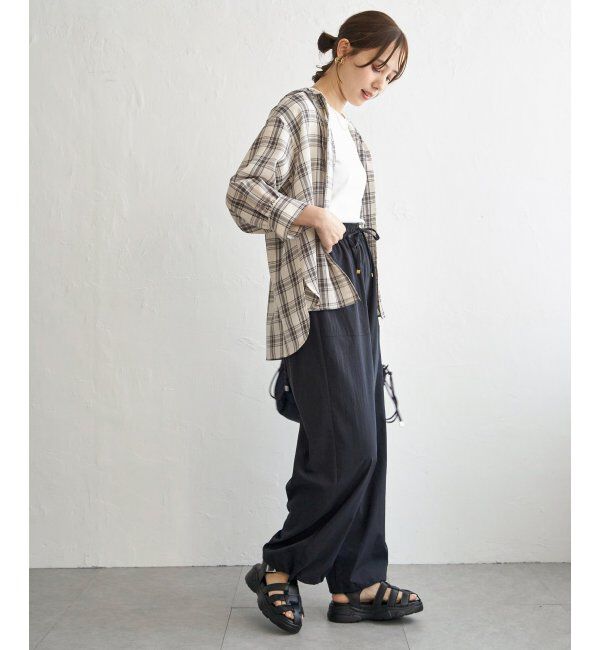 ikka「【接触冷感／UVカット】シアー7分袖フードシャツ」|シャツ・ブラウス|