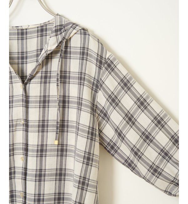 ikka「【接触冷感／UVカット】シアー7分袖フードシャツ」|シャツ・ブラウス|