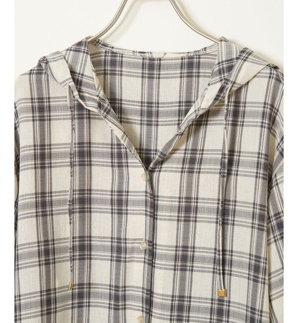 ikka「【接触冷感／UVカット】シアー7分袖フードシャツ」|シャツ・ブラウス|